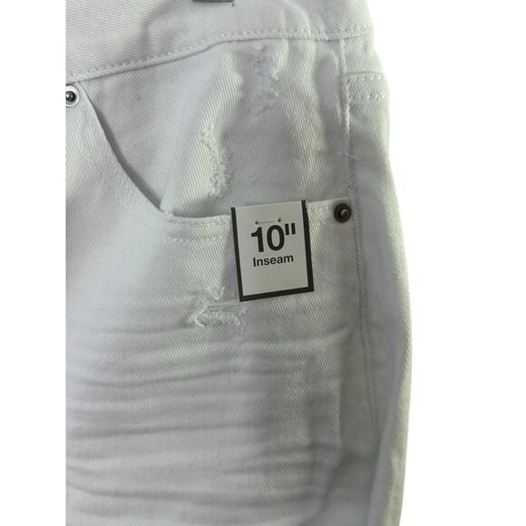 Denim & Co Dark Rinse Distressed Cut Off Denim Jean Shorts Women's Sz 12 - Picture 2 of 5